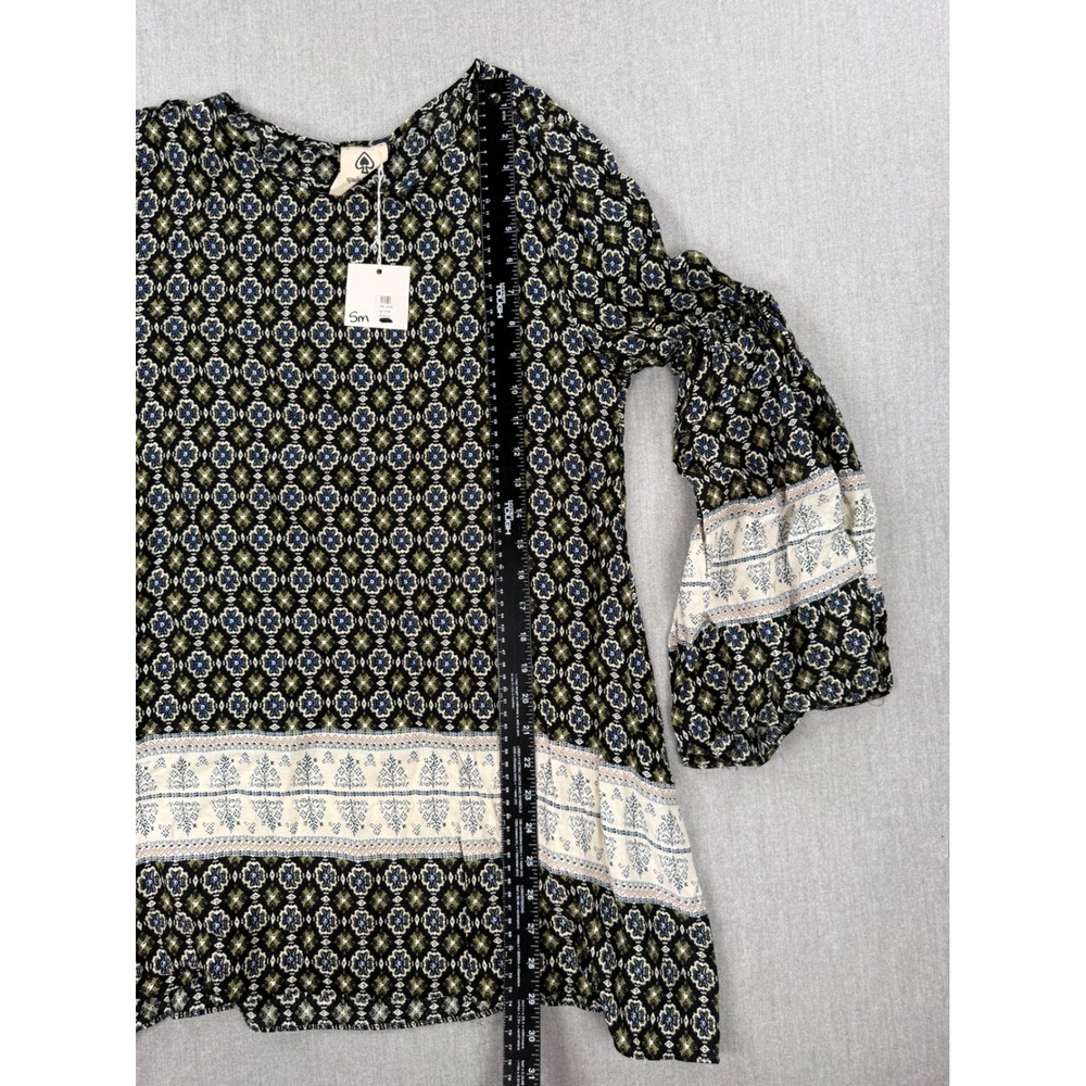 Spade & Heart‎ Black Print Tunic Bell Sleeve Boho Medallion Top Small NWT - Picture 6 of 9